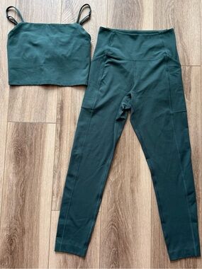 Girlfriend Collective Set - Deep Green Crop Top & High-Waist Leggings size Small